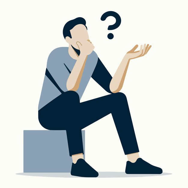 Vector vector of people sitting and thinking in flat design style