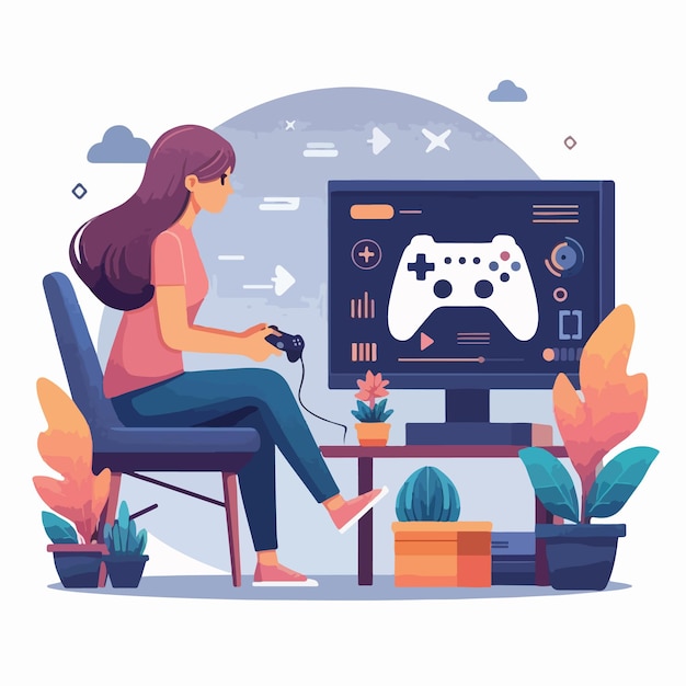 Vector vector of a person playing a game