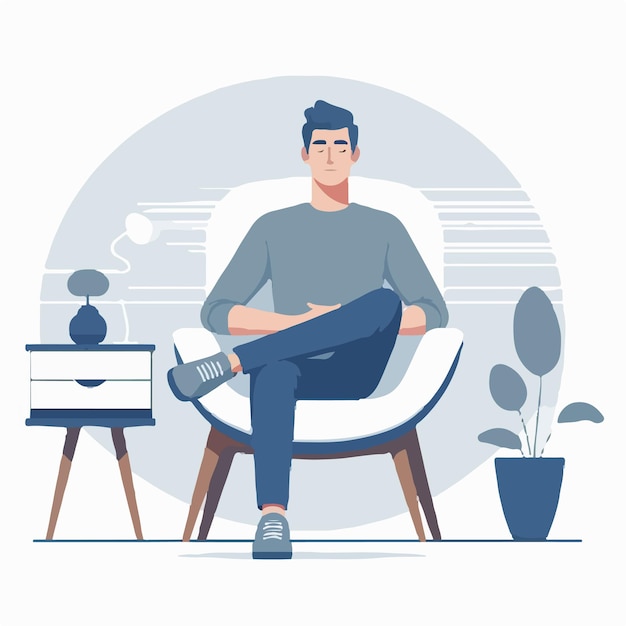 Vector vector of a person relaxing sitting on a chair