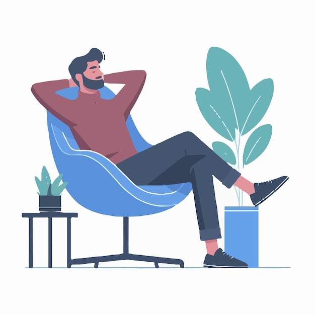 Vector vector of a person relaxing sitting on a chair