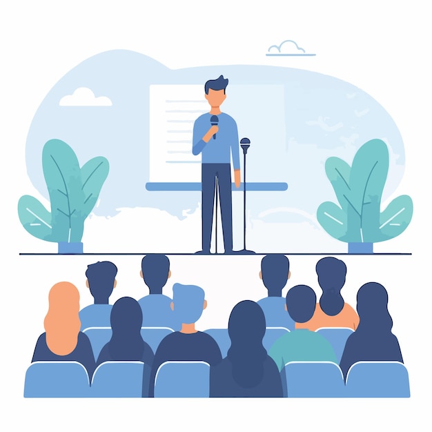 Vector vector of a person speaking in front of an audience