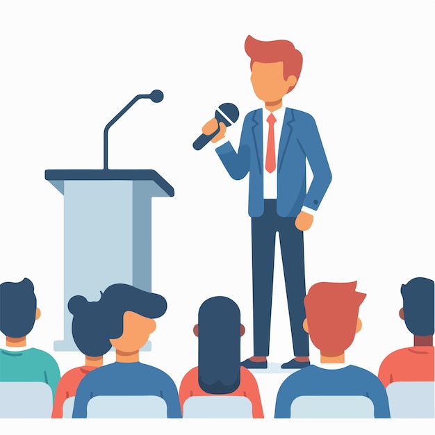 Vector vector of a person speaking in front of an audience