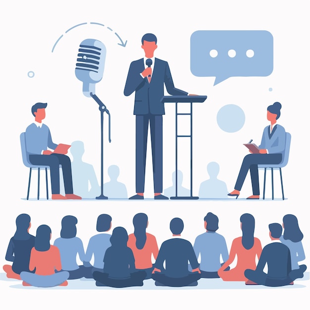 Vector vector of a person speaking in front of an audience