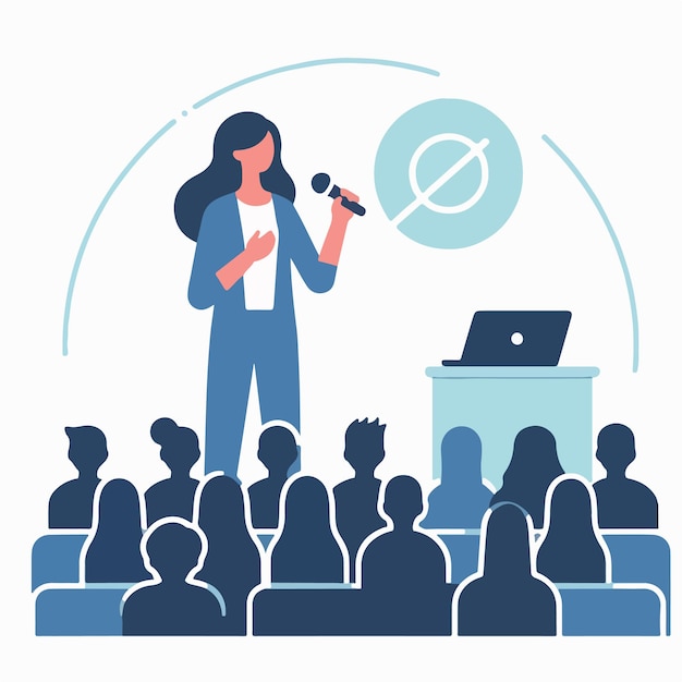 Vector vector of a person speaking in front of an audience