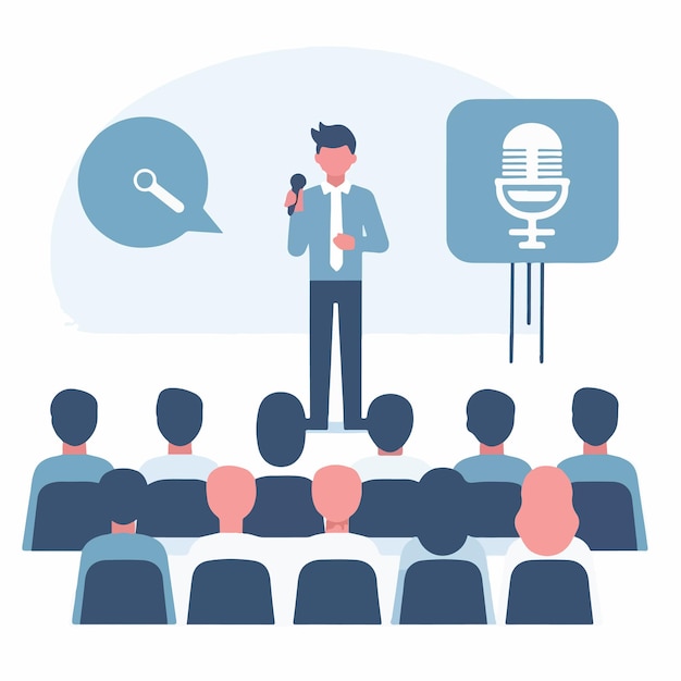 Vector vector of a person speaking in front of an audience