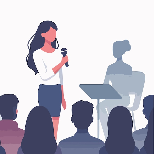 Vector vector of a person speaking in front of an audience