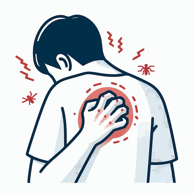 Vector vector of a person who is sick with itching in a flat design style