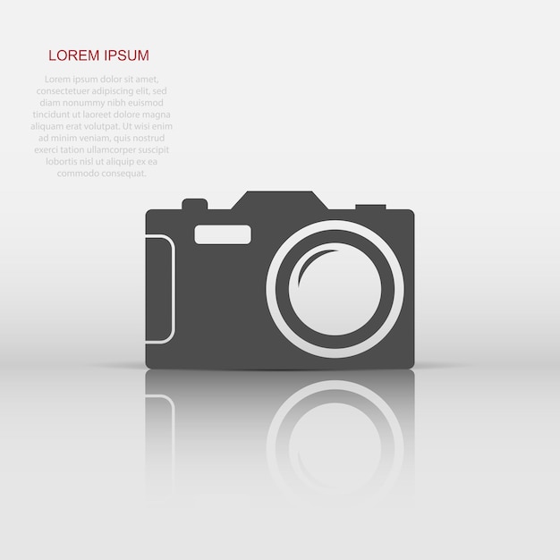 Vector photo camera icon in flat style Photographer cam sign illustration pictogram Camera business concept