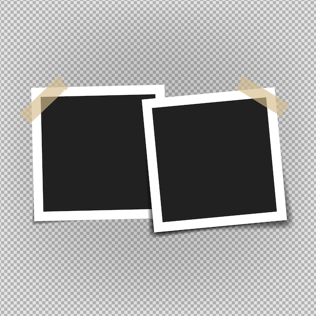 Vector Photo frame mockup design Super set photo frame on sticky tape isolated on transparent background Vector illustration