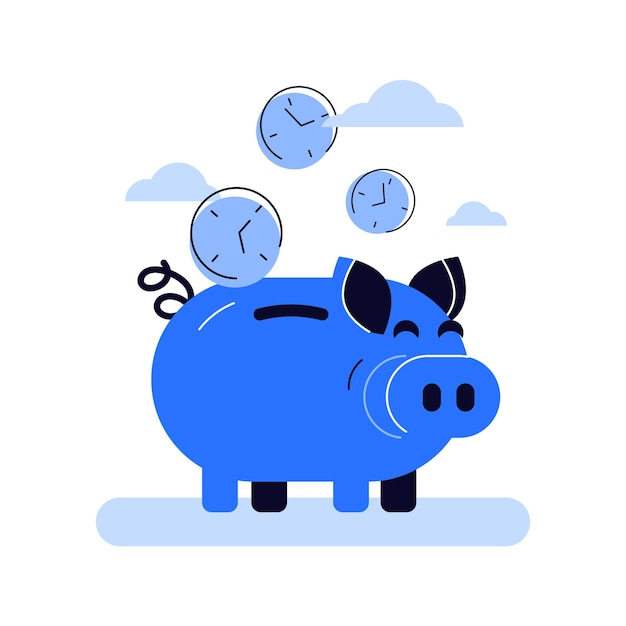 Vector picture of funny blue piggy bank