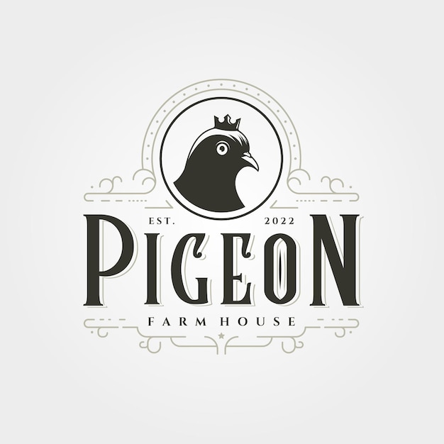 Vector of pigeon logo vintage illustration design dove logo design