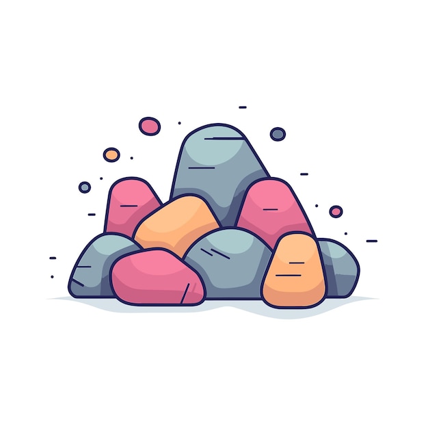 Vector of a pile of rocks on a white surface with a flat and minimalistic design