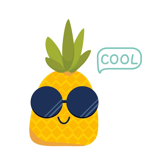 Vector pineapple fun character cartoon style