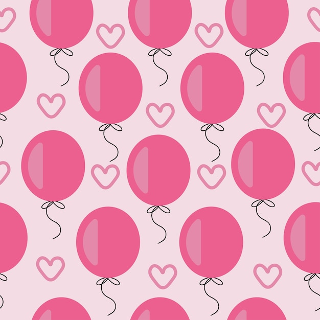 Vector pink balloons seamless pattern