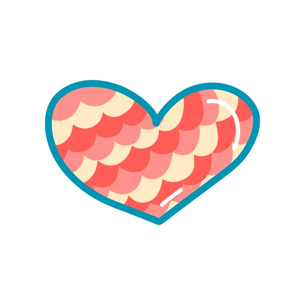 Vector pink and beige heart in doodle style, 80s style, Valentine's day, isolated element.