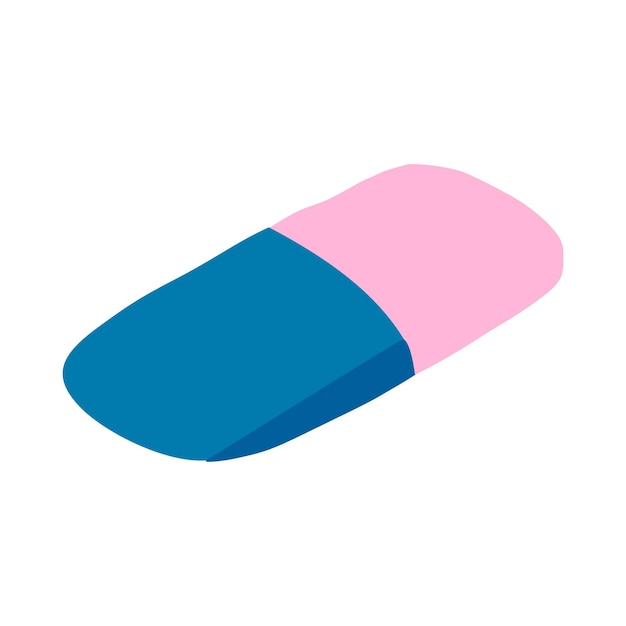 Vector pink and blue rubber eraser illustration isolated.