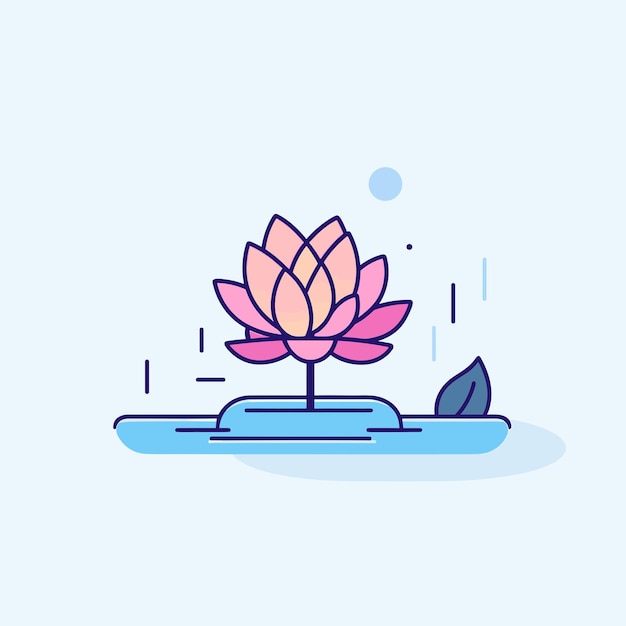 Vector of a pink flower floating on top of a body of water