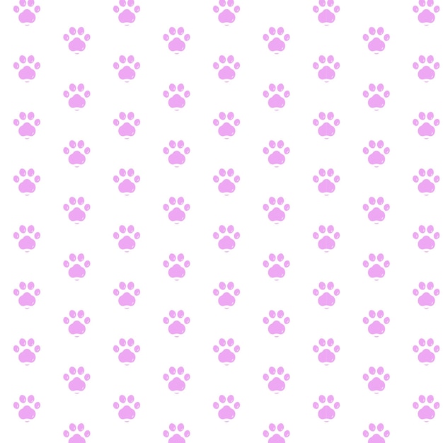 Vector pink paw pattern seamless