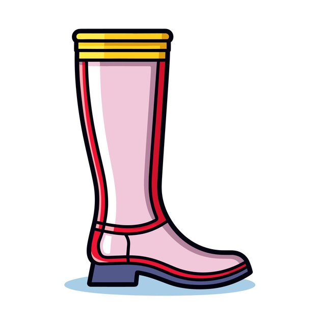 Vector of a pink rain boot with a yellow stripe isolated on a white background