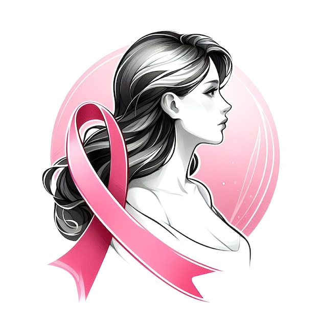 vector Pink ribbon to World Breast Cancer Awareness month