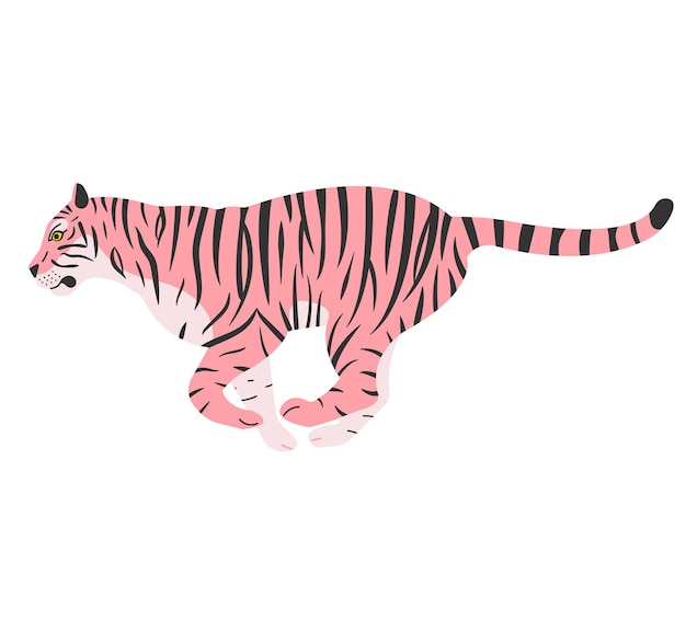 Vector pink tiger isolated on white background