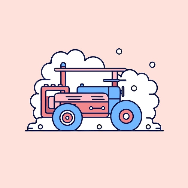 Vector of a pink tractor icon on a vibrant background