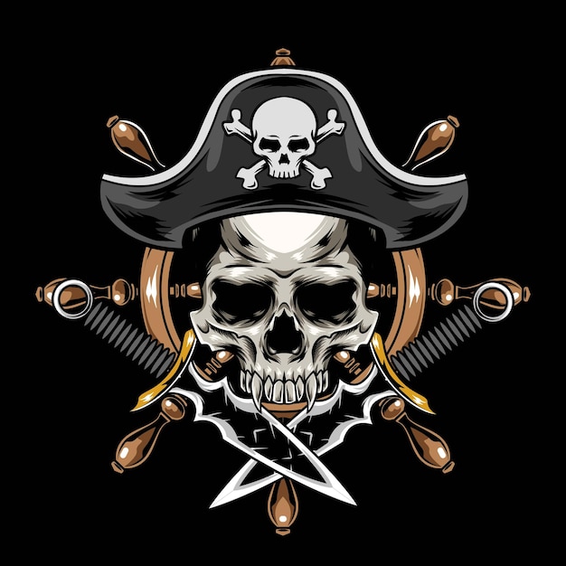 Vector of pirates skull logo illustration