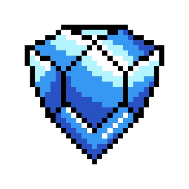 Vector pixel diamonds. Pixel art style. 8-bit