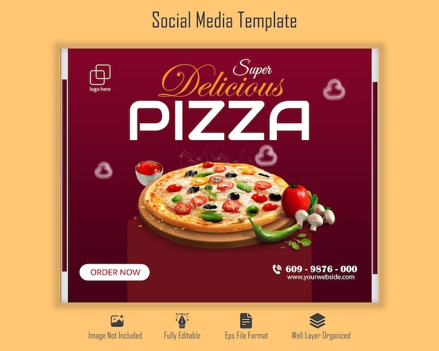 Vector pizza food social media promotion and Instagram or social media banner post template