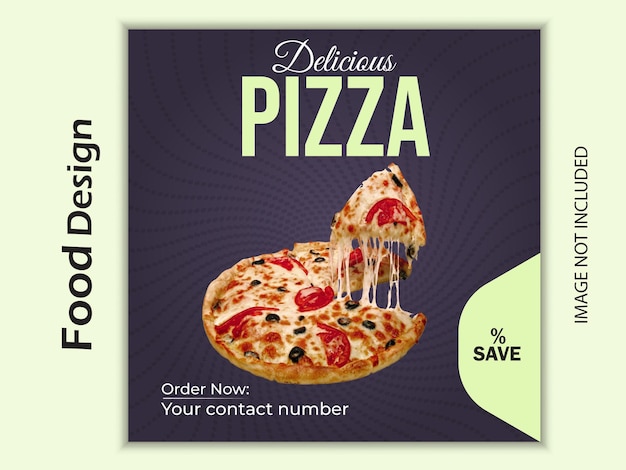 Vector pizza menu promotion social media banner template or square flyer