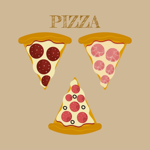 Vector pizza slice Fast food illustration