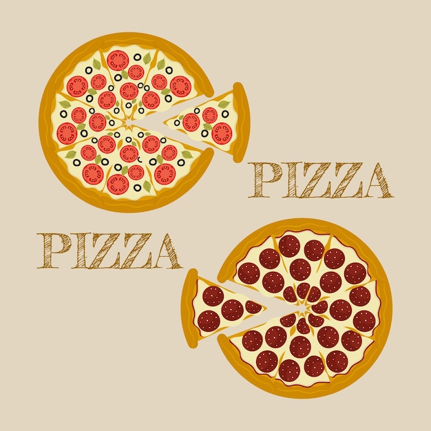 Vector pizza slice Fast food illustration