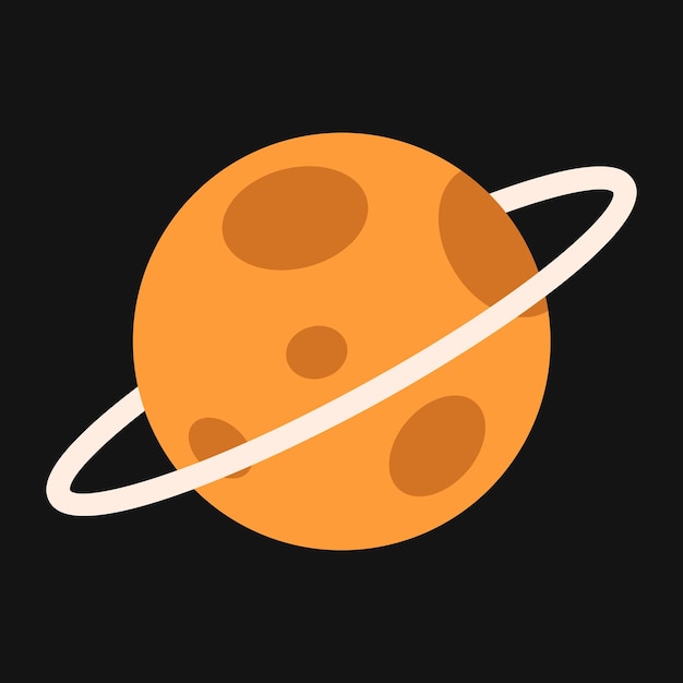 Vector planet in flat style Orange planet with spots and rings