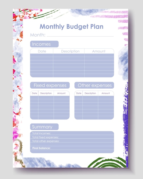 Vector planner pages templates budget planner template daily weekly monthly project budjet and meal