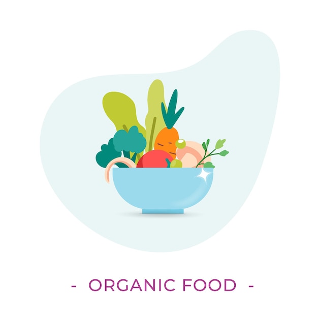 Vector plate with fresh organic healthy food design