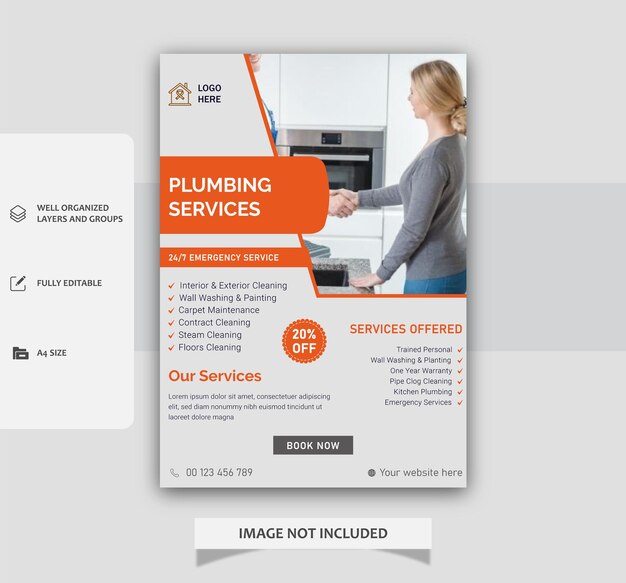 Vector vector plumbing flyer design template