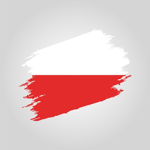 Vector Poland flag Brush stroke with grunge background template