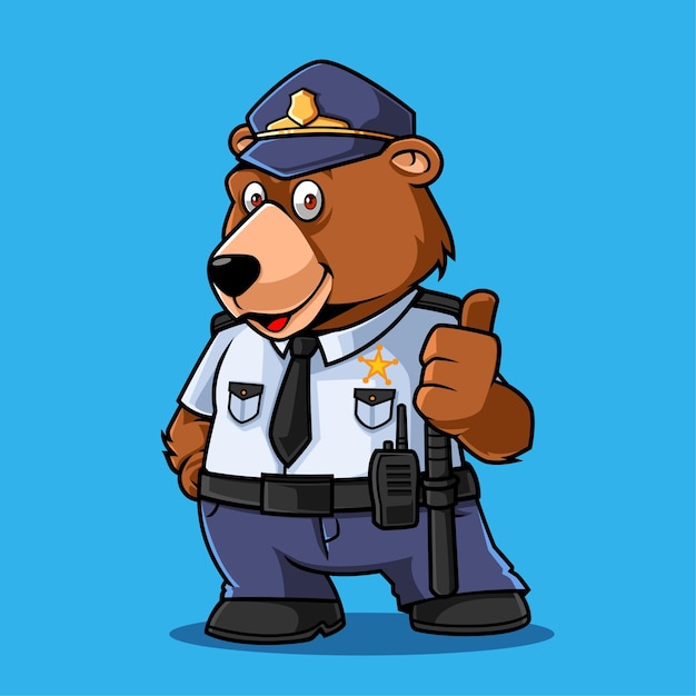 Vector police bear cute cartoon