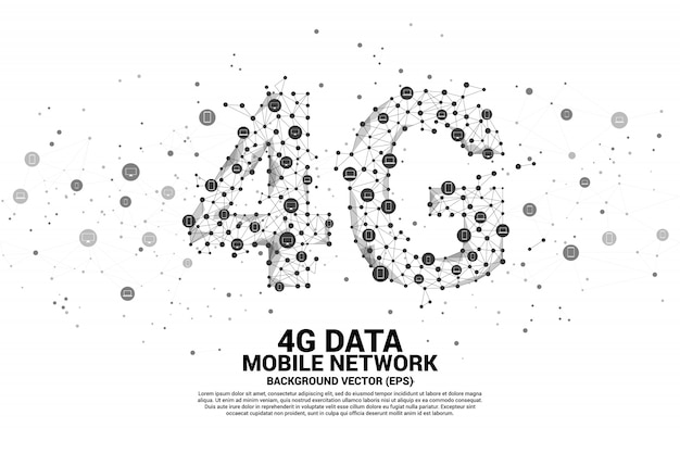 Vector Polygon dot connect line shaped 4G mobile network