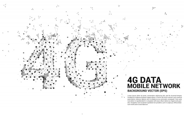 Vector Polygon dot connect line shaped 4G mobile network. 