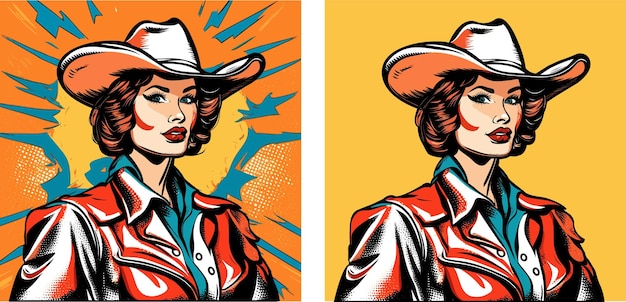 vector pop art pinup illustration of a rodeo girl