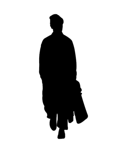 Vector Pose Of A Man Carying A Jacket Silhouette