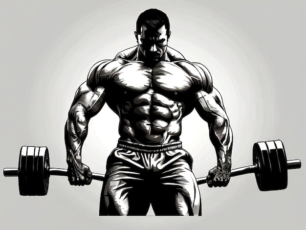 Vector vector posing bodybuilder isolated vector silhouette ink drawing isolated