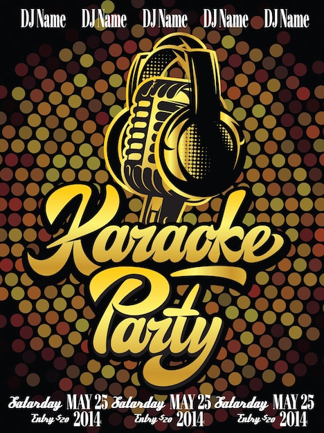 Vector vector poster template with calligraphy lettering karaoke party