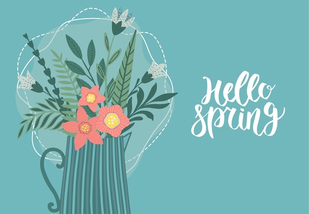 Vector posters with spring flowers Drawings for a card poster or postcard