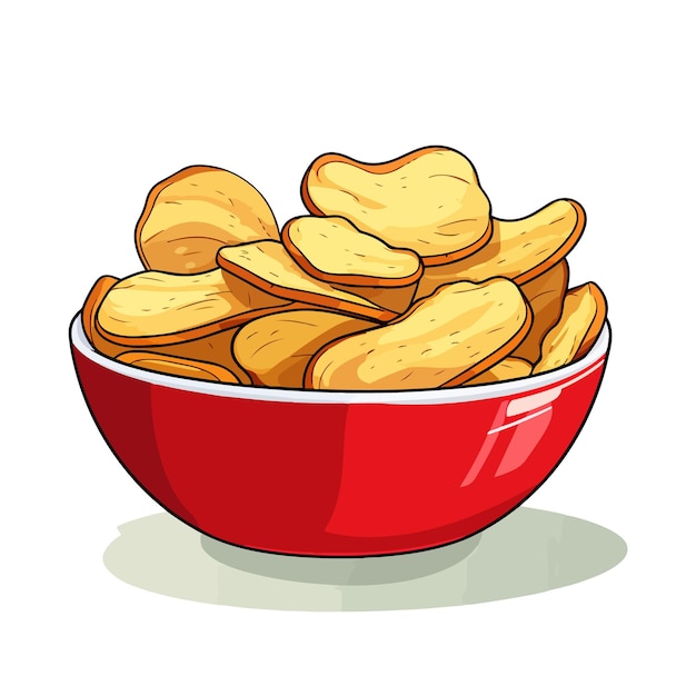 vector potato chips in a bowl