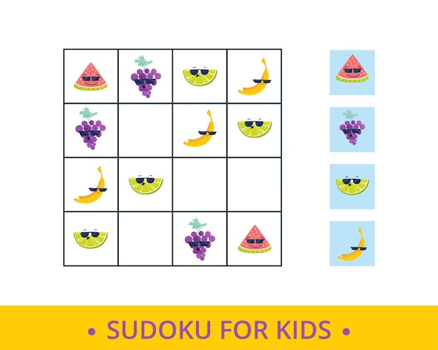 Vector preschool games sudoku for kids