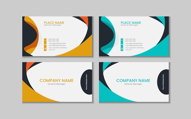 Vector printable and editable horizontal double sided clean modern corporate business card template