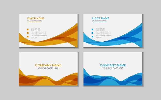 Vector printable and editable horizontal double sided clean modern corporate business card template