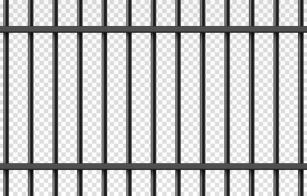 Vector prison cage on isolated transparent background. Iron fence png, iron bars png. Prison, crime.